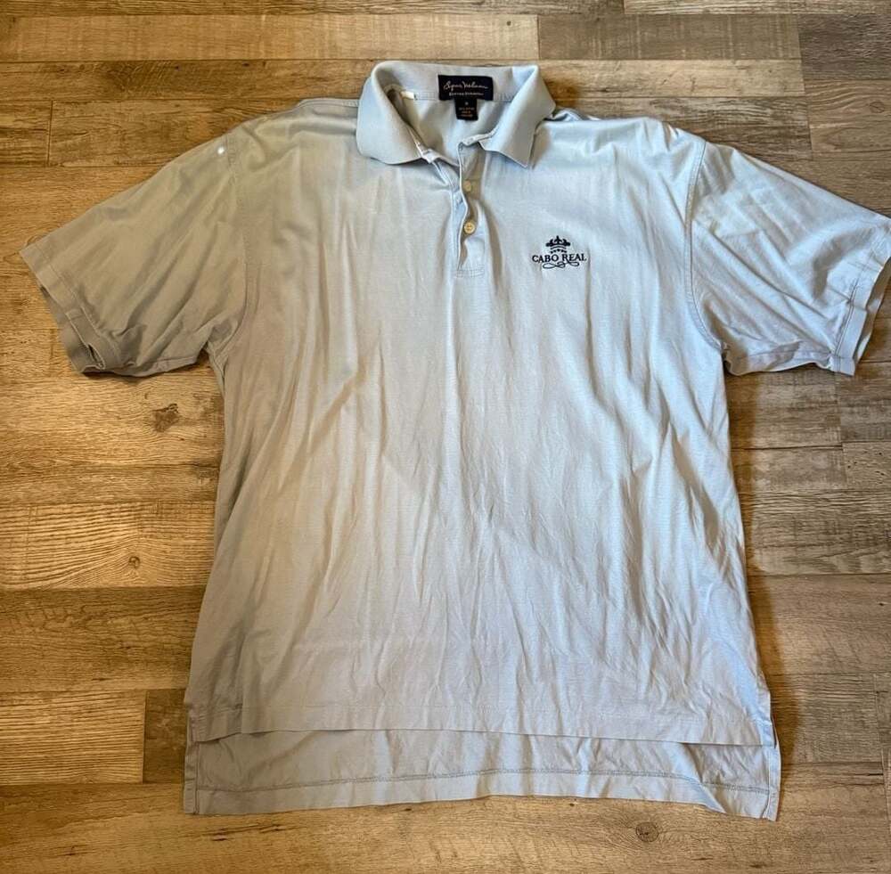 Byron Nelson blue  mustang embroidered short sleeve golf polo shirt size M